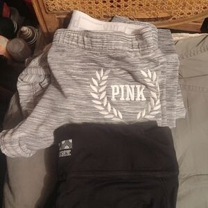 PINK Victoria's Secret Gray and Black Cropped Pants